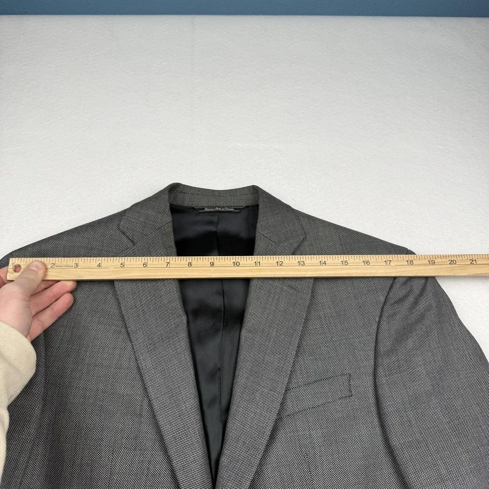Jack Victor Suit Jacket Mens 39R Gray Geometric Wool Orleans 2 Button Canada